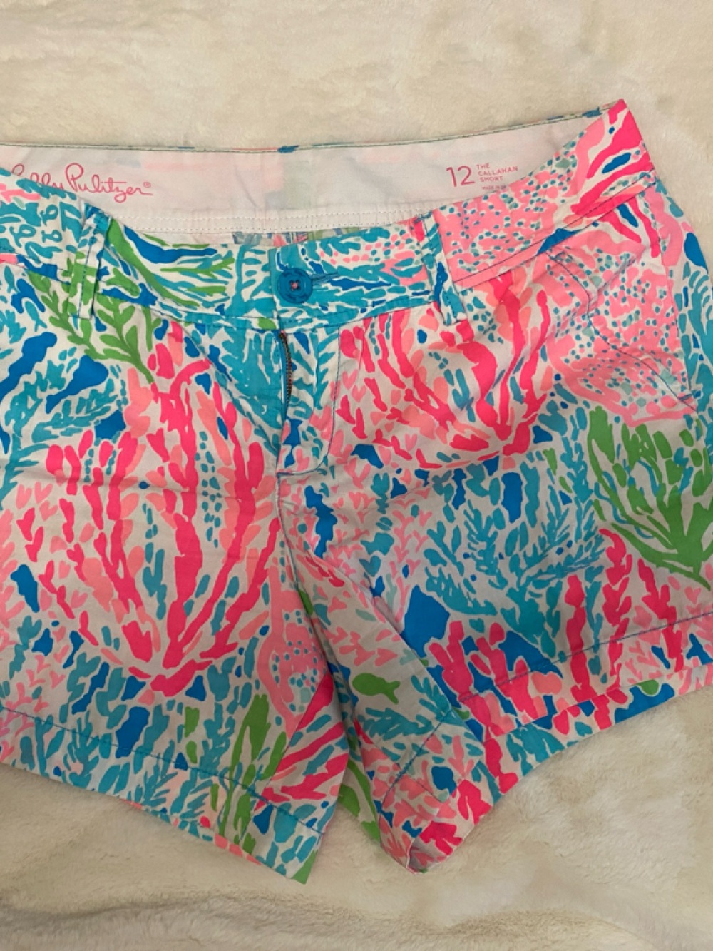 Lilly Pulitzer Pink Blue Green Coral Print Women’s Shorts